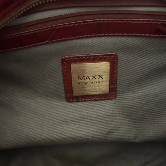 Maxx New York Croc-Embossed Red Shoulder Bag